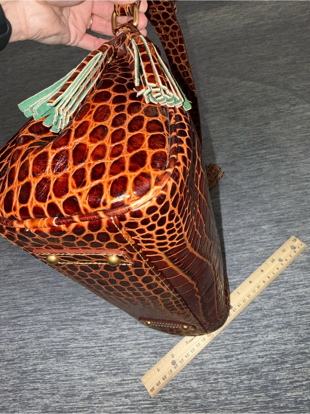 Dooney & Bourke Chestnut Croc-Embossed Leather Shoulder Bag - Picture 6 of 15
